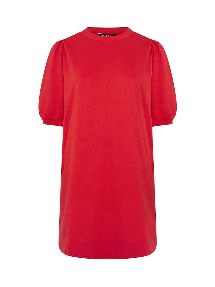 Yours Curve Red Balloon Sleeve Dress - Image 5 of 5