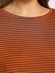 Yours Curve Orange Stripe Drop Shoulder Top - Image 4 of 5