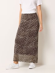 M&Co Brown Mesh Maxi Skirt - Image 1 of 5