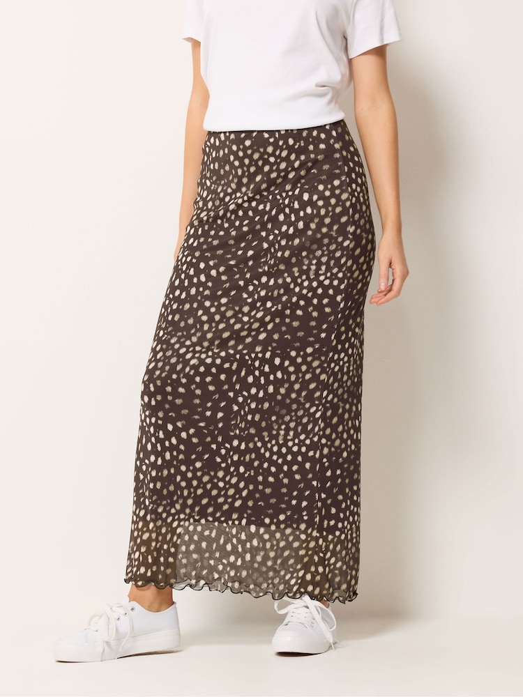 M&Co Brown Mesh Maxi Skirt - Image 1 of 5