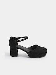 Yours Curve Black EEE Extra-Wide Fit Faux Suede Espradrille Platform Block Heels - Image 2 of 4