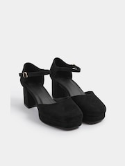 Yours Curve Black EEE Extra-Wide Fit Faux Suede Espradrille Platform Block Heels - Image 3 of 4