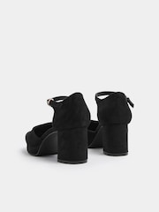 Yours Curve Black EEE Extra-Wide Fit Faux Suede Espradrille Platform Block Heels - Image 4 of 4