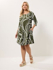 Verde - Yours Curve Abstract Swirl Tunic Dress - Imaginea 2 din 5