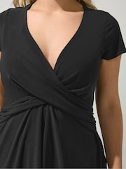 Yours Curve Black London Wrap Front Ity Top - Image 4 of 5