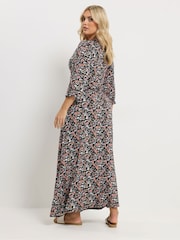 Yours Curve Black Floral Wrap Dress - Image 3 of 5