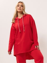 Yours Curve Metallic Tie Longline Hoodie - Bild 1 von 5