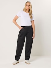 Long Tall Sally Black Barrel Leg Trousers - Image 1 of 5