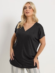 Yours Curve Black Front Seam Detail Top - Image 1 of 5