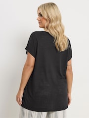 Yours Curve Black Front Seam Detail Top - Image 2 of 5