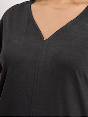 Yours Curve Black Front Seam Detail Top - Image 4 of 5