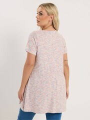 Yours Curve Pink Space Dyed Soft Touch Ribbed Top - Image 2 of 5