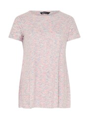 Yours Curve Pink Space Dyed Soft Touch Ribbed Top - Image 4 of 5