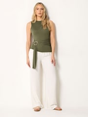 Long Tall Sally Green Grown On Sleeve Belted Top - Image 2 of 5