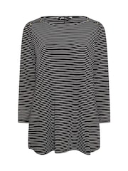 Yours Curve Black Stripe Studded Detail T-Shirt - Image 5 of 5