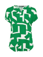 Yours Curve Green Abstract Notch Neck Top - Image 5 of 5