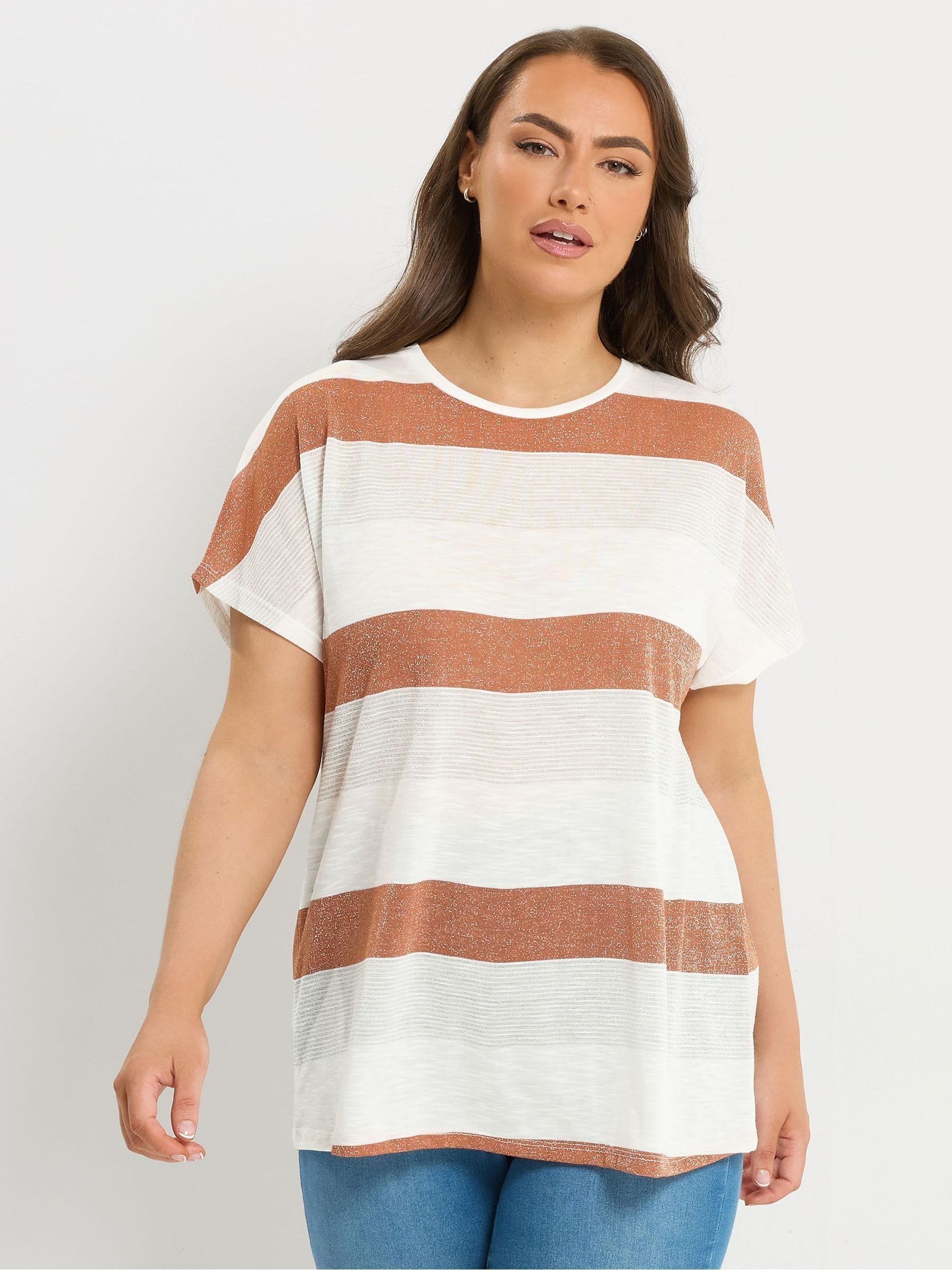 トップス Yrma Buy Yours Curve Orange Striped Shimmer Top from Next Canada