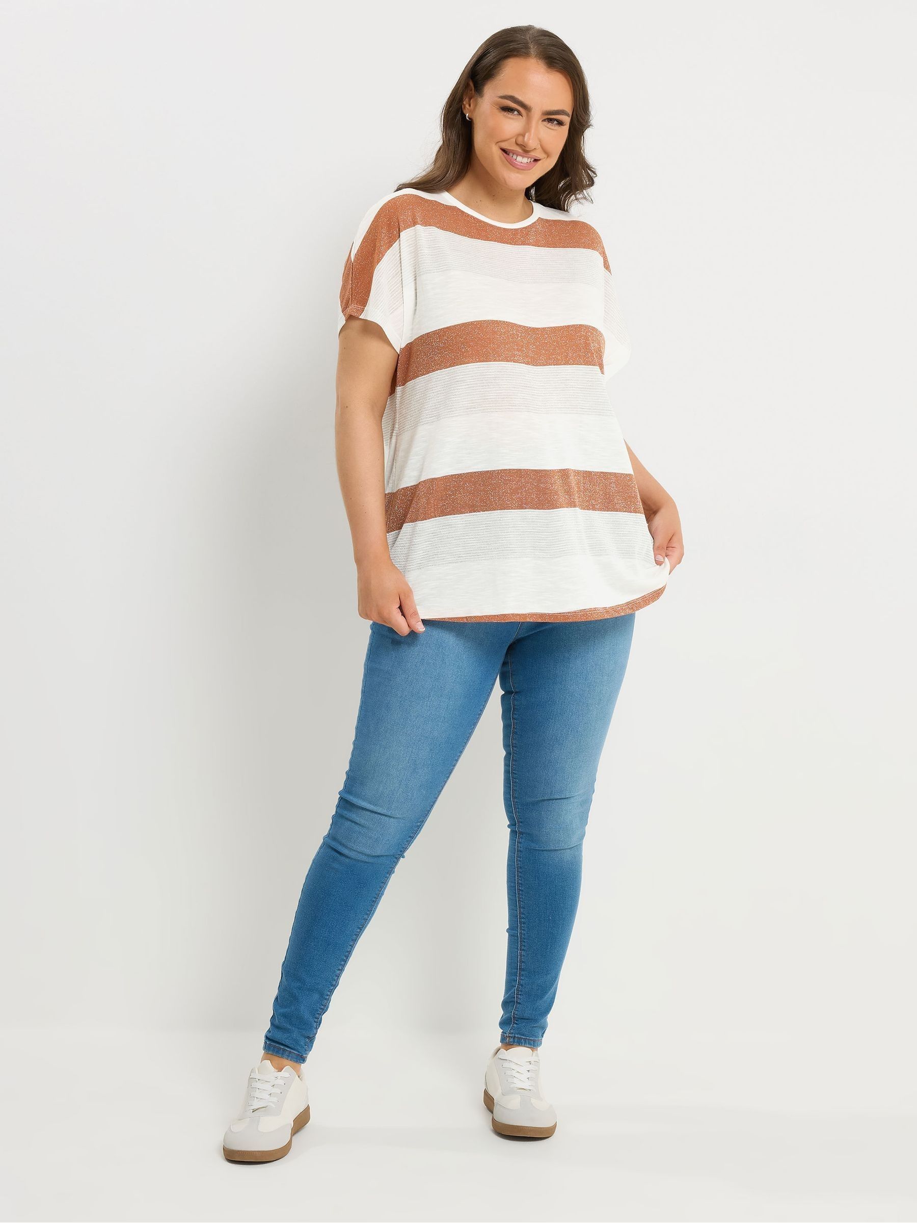 トップス Yrma Buy Yours Curve Orange Striped Shimmer Top from Next Canada