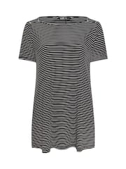 Yours Curve Black Stripe Studded Detail T-Shirt - Image 5 of 5