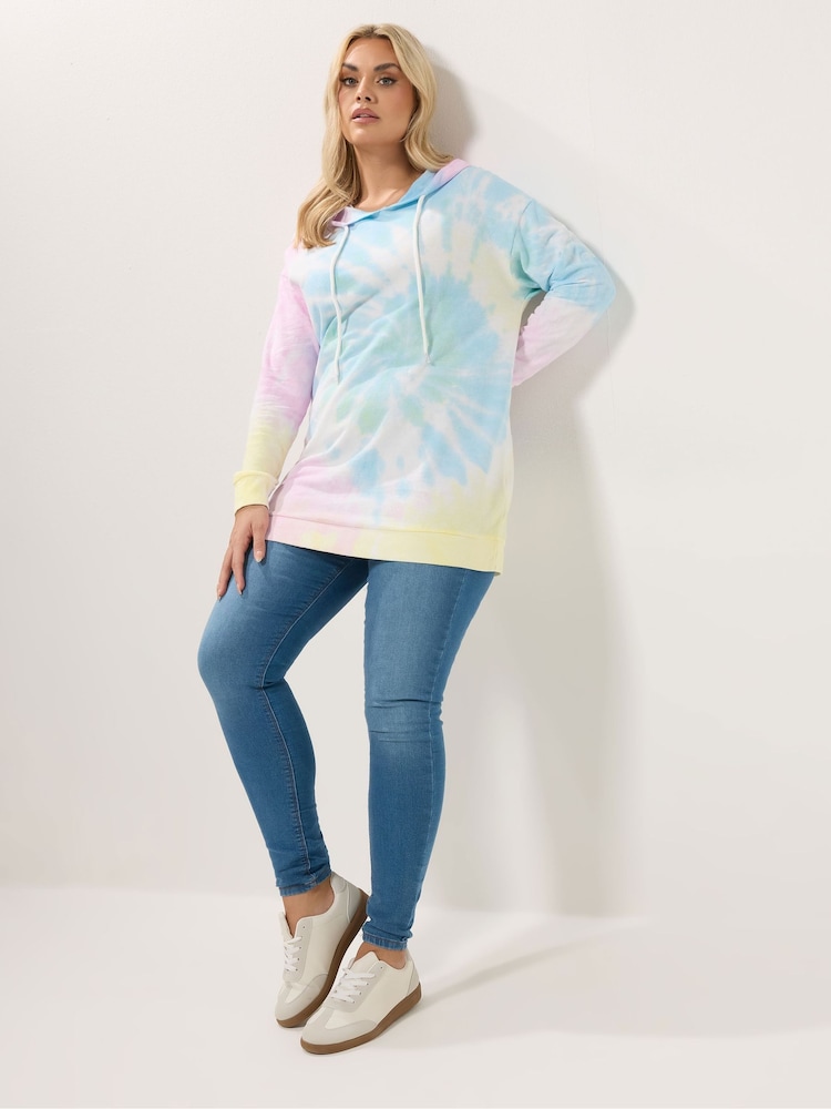 Yours Curve Blue Tie Dye Hoodie - Image 2 of 5