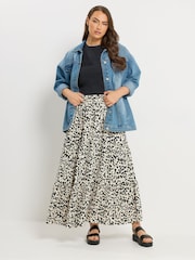 Yours Curve Textured Tiered Skirt - Imaginea 2 din 5