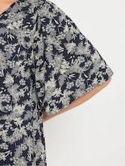 Yours Curve Blue Pleated Front Blouse - Image 4 of 5