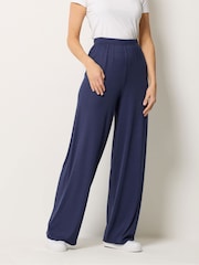 Long Tall Sally Blue Ribbed Wide Leg Trousers - Image 2 of 5