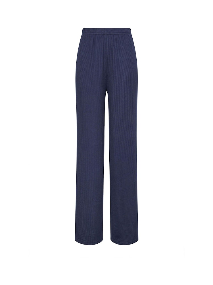 Long Tall Sally Blue Ribbed Wide Leg Trousers - Image 5 of 5