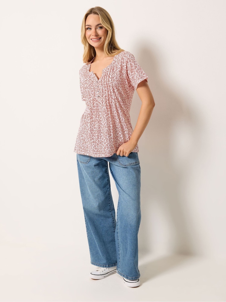 M&Co Red Cotton Henley Top - Image 2 of 5