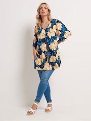 Yours Curve Yellow Pleated Front Blouse - Image 2 of 5