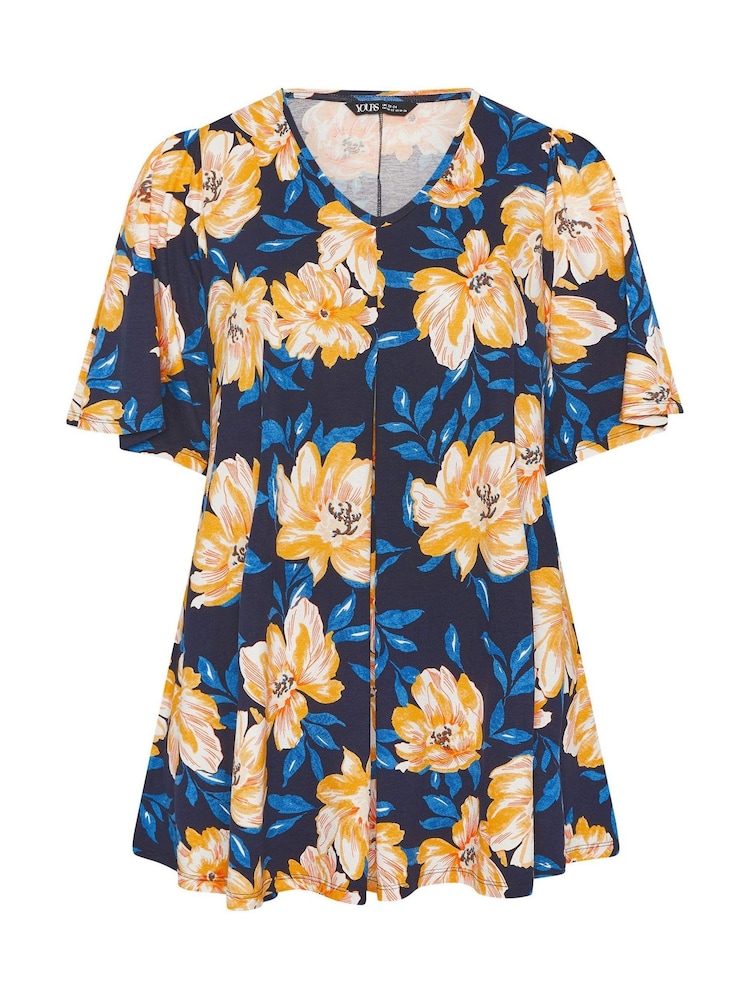 Yours Curve Yellow Pleated Front Blouse - Image 5 of 5