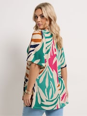 Yours Curve Light Blue Textured Pleated Front Blouse - Image 3 of 5