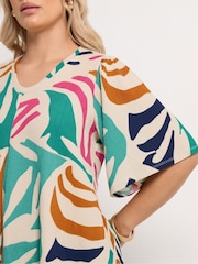 Yours Curve Light Blue Textured Pleated Front Blouse - Image 4 of 5