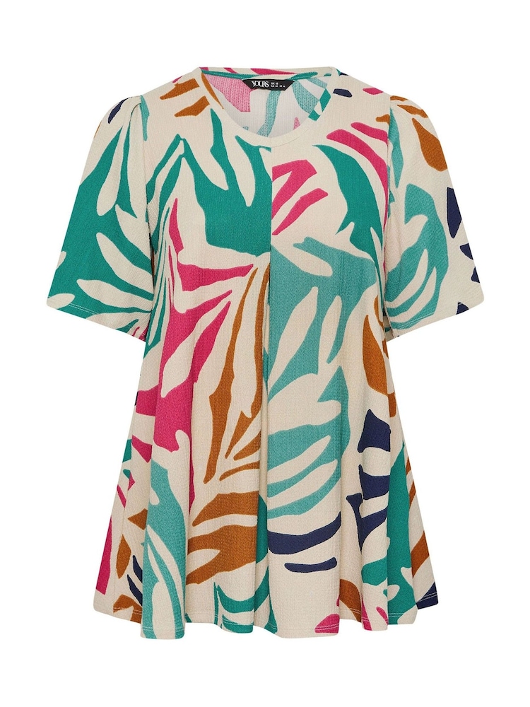 Yours Curve Light Blue Textured Pleated Front Blouse - Image 5 of 5