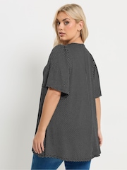 Yours Curve Black Polka Dot Print Front Blouse - Image 2 of 5