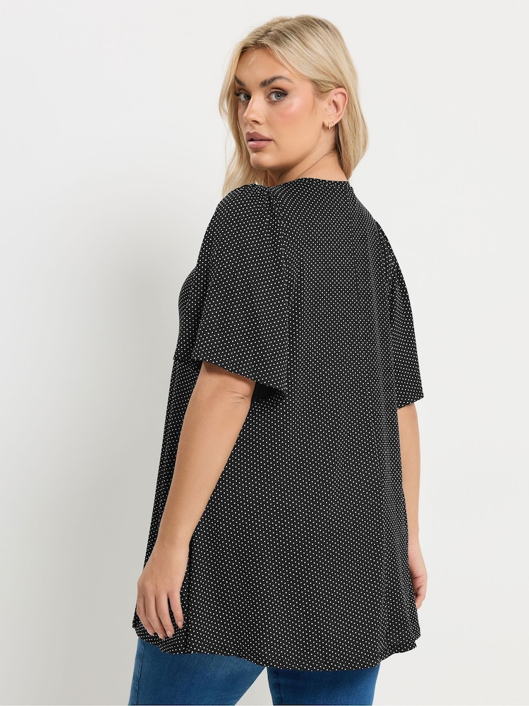 Yours Curve Black Polka Dot Print Front Blouse - Image 2 of 5
