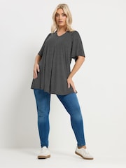 Yours Curve Black Polka Dot Print Front Blouse - Image 3 of 5