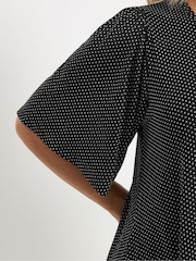 Yours Curve Black Polka Dot Print Front Blouse - Image 4 of 5