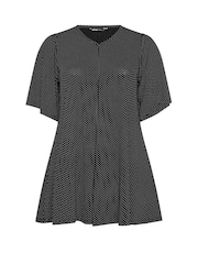 Yours Curve Black Polka Dot Print Front Blouse - Image 5 of 5