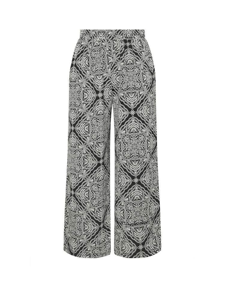 Yours Curve Black Textured Wide Leg Trousers - Image 5 of 5