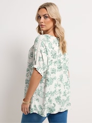 Yours Curve Green Crochet Short Sleeve Boho Top - Image 3 of 4