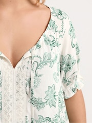 Yours Curve Green Crochet Short Sleeve Boho Top - Image 4 of 4