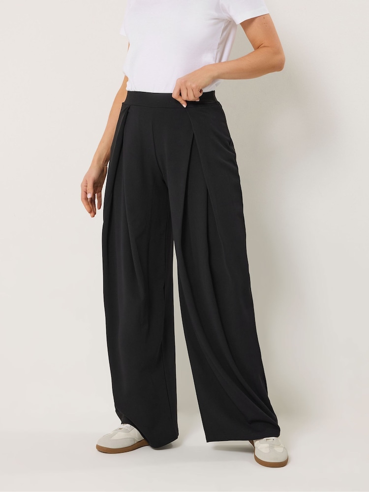 Long Tall Sally Black Pleated Front Wide Leg Trousers - Image 2 of 6 Long Tall Sally Black Pleated Front Wide Leg Trousers - Image 2 of 6