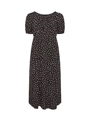 Yours Curve Black Ditsy Floral Midi Dress - Image 5 of 5