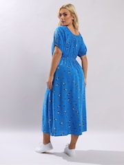 Yours Curve Blue Ditsy Floral Midi Dress - Image 3 of 5
