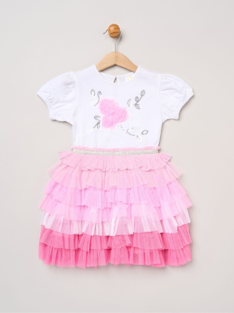 Miss Light Pink Sequin Embroidery Floral Tutu Dress - Image 2 of 3