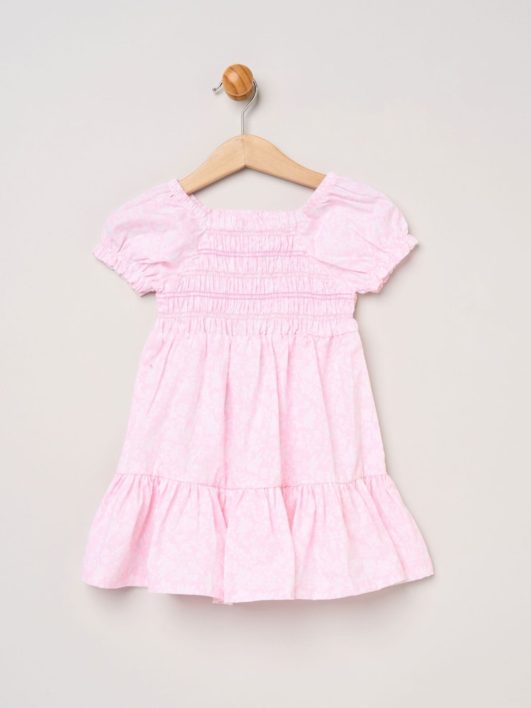 Miss Floral Smocked Embroidery Dress With Matching Headband Set - Imagen 2 de 5