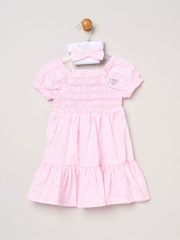 Miss Floral Smocked Embroidery Dress With Matching Headband Set - Imagen 5 de 5