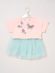 Miss Baby Pink Bow Applique Short Sleeve T-Shirt And Tutu Skirt Outfit Set - Image 2 of 5