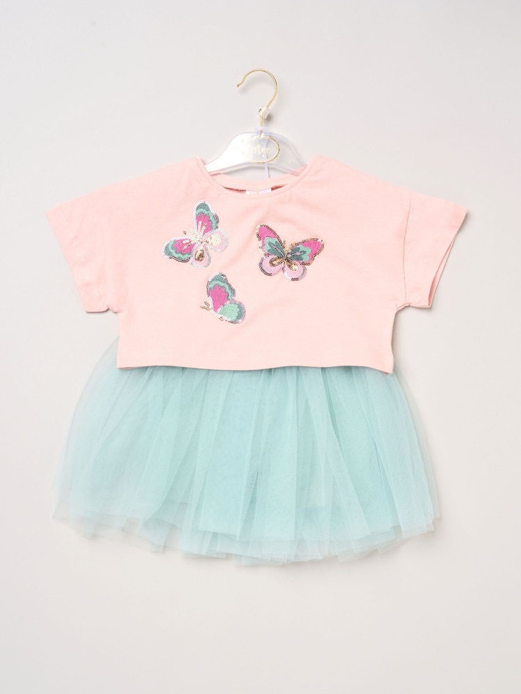 Miss Baby Pink Bow Applique Short Sleeve T-Shirt And Tutu Skirt Outfit Set - Image 2 of 5 Miss Baby Pink Bow Applique Short Sleeve T-Shirt And Tutu Skirt Outfit Set - Image 2 of 5